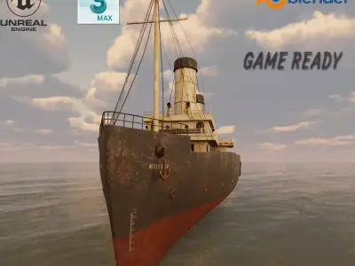 Passenger Ship Lowpoly Low-poly 3D model