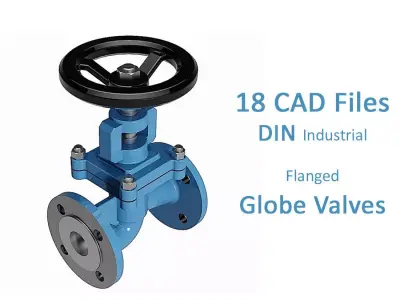 Bellow Sealed Globe Valves - DIN Flanged Ends -  3D model