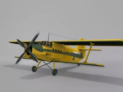 Airplane AN-2 biplane Low-poly 3D model