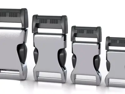Set of 4 Buckles for Lanyards or similar Low-poly 3D model Low-poly 3D model