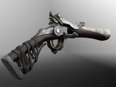 Flintlock Pistol Low-poly 3D model 5