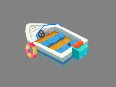 Cartoon yachts Low-poly 3D model