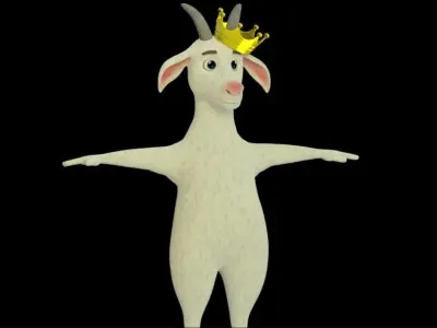 GOAT KING 3D CARTOON CHARACTER   Low-poly 3D model