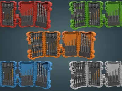 Drill Bit Set Low-poly 3D model purchase