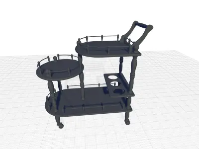 Grasso Wood Bar Cart 3D model purchase