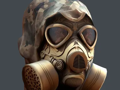 Gas mask helmet 3d model military combat Low-poly Low-poly 3D model get