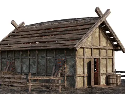 FREE Old Medieval House Building 4K GameReady 003 Free low-poly 3D model