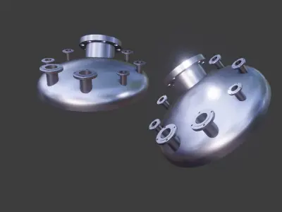 Torispherical Dish with Nozzles Low-poly 3D model