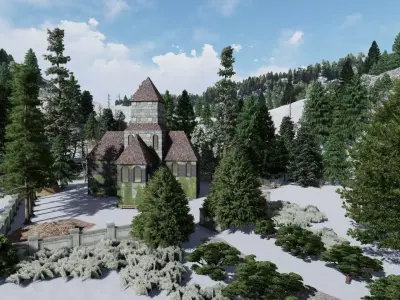 CASTLE church in woods Free 3D model