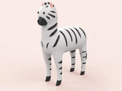 Cartoon Zebra Animal Style Cute Low-poly 3D model