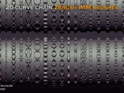 CHAINS 20 IMM Curve Pack ZBRUSH Brushes Low-poly 3D model