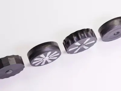 Set of rubber tires for retro cartoon cars 3D model