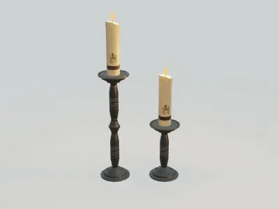Candleholders 1 PBR pair of candlesticks Low-poly 3D model
