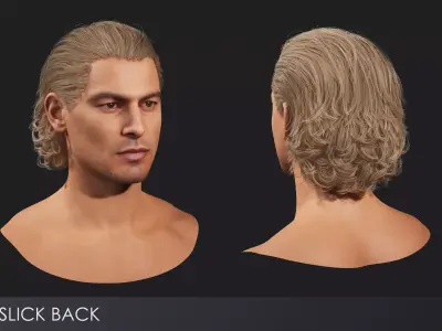 Realistic male hairstyles - pack 7 Low-poly 3D model