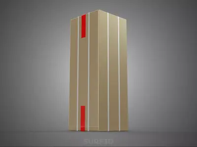 PACKAGE CARDBOARD SHIPPING BOX SECURITY WRAP STRAP SEAL RED TAPE 3D model
