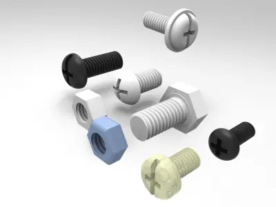 Bolt and nut Free 3D model purchase