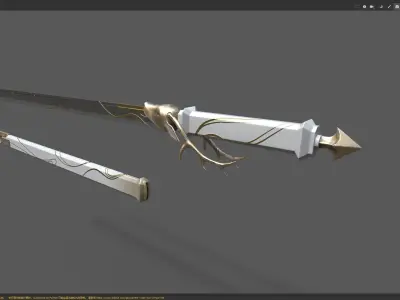 Horizontal Saber White Deer cold weapon Chinese swords PBR 3D model