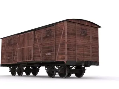 Old Railway carriage Low-poly 3D model