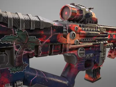 M4-HM Sniper Rifle  Sunrise Low-poly 3D model