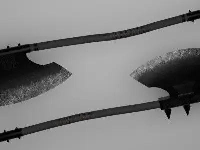 Twin axes Low-poly 3D model