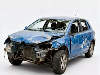 Post-Apocalyptic Wrecked Hatchback Low-poly 3D model