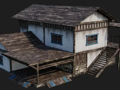 Old House Building 4K Textures GameReady 166 Low-poly 3D model