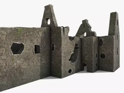 Dunskey Castle Low-poly 3D model