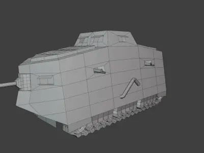 A7V Tank 3D model PBR Low-Poly Rigged Animated Low-poly 3D model