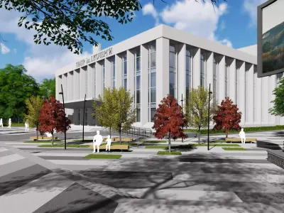 Urban environment with a drama theater building and a square 3D model
