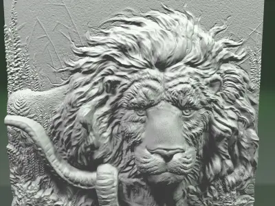 panel lion and antelope for CNC milling or 3D printing 3D print model