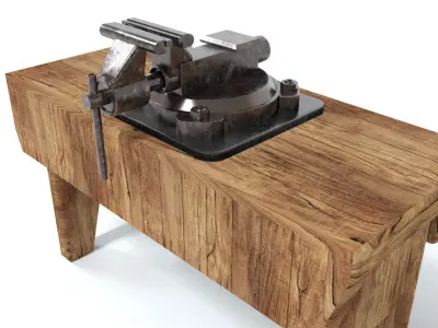 laos Vintage Bench Vise Low-poly 3D model