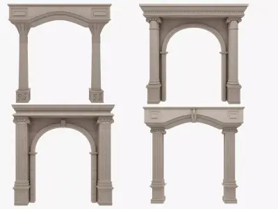 Arched facade columns doorway pilaster 3D model