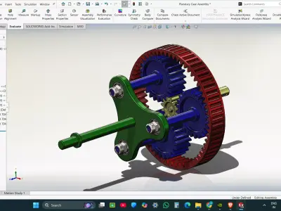 Planetary Gear Assembly Mechanical CAD Model SolidWorks 3D model