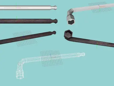 Spanner set of metal tools Free low-poly 3D model