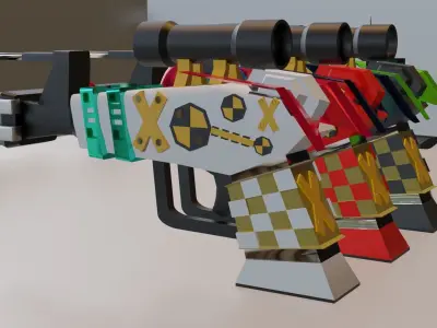 3D fire gun game assets unity and unreal games Free low-poly 3D model