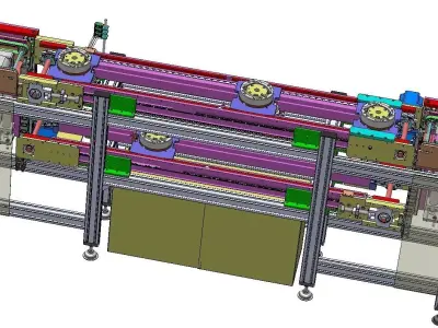 Dual-Level Industrial Chain Conveyor System 3D model