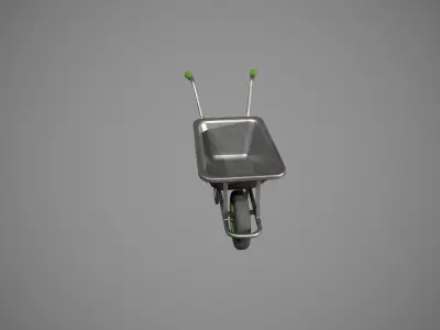 Metal-Green Wheelbarrow Low-poly 3D model