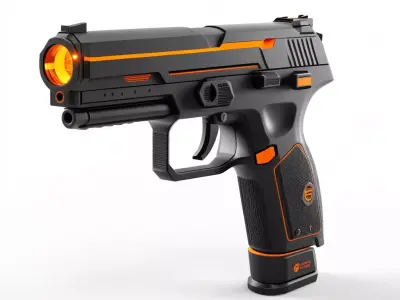 Sleek SciFi Pistol 3D Model 3D model
