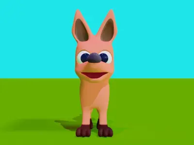 Stylized Cartoon Low poly Fox Low-poly 3D model