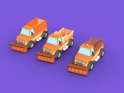 Stylized Toon Snow Plower Truck Low-poly 3D model