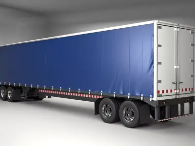 Generic Semi Truck Sleeper Cab with Curtain Trailer 3D model