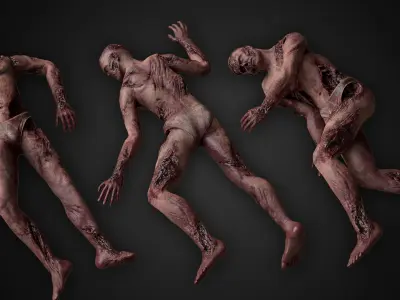 Bloody Human Remains Rigged Low-poly 3D model