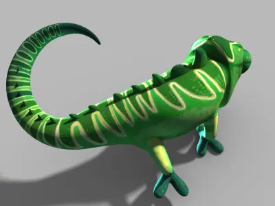 Cartoon chameleon lizard 3D model