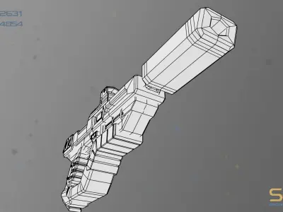 Sci-Fi Electric Cobalt Blue Pistol - Lowpoly Futuristic Gun Low-poly 3D model