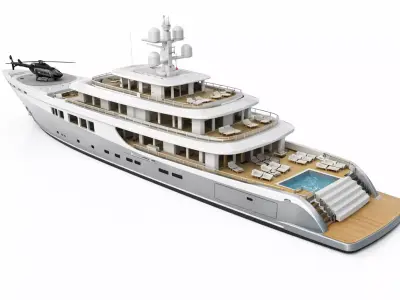 Helipad Pool Super Luxury Yacht Premium Multi-Deck Mega Yacht 3D model