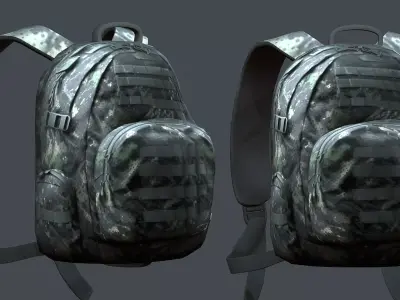 Backpack Camping Generic military human bag storqge baggage Low-poly 3D model 11