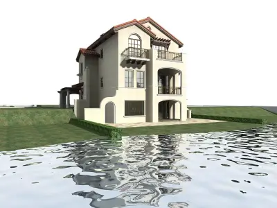 Villa house with water 3D model