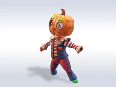 Cheerful Pumpkin Character Free 3D model