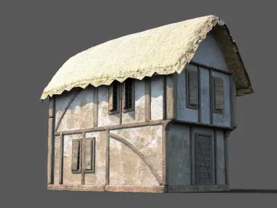 Medieval Village House 09 Low-poly 3D model