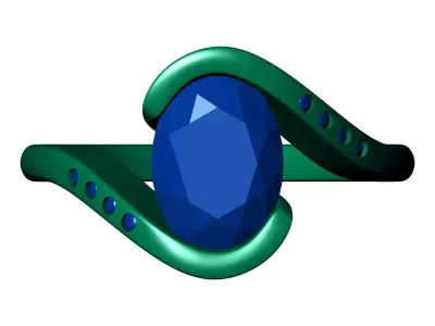 Oval Stone Bypass Ring 3D print model
